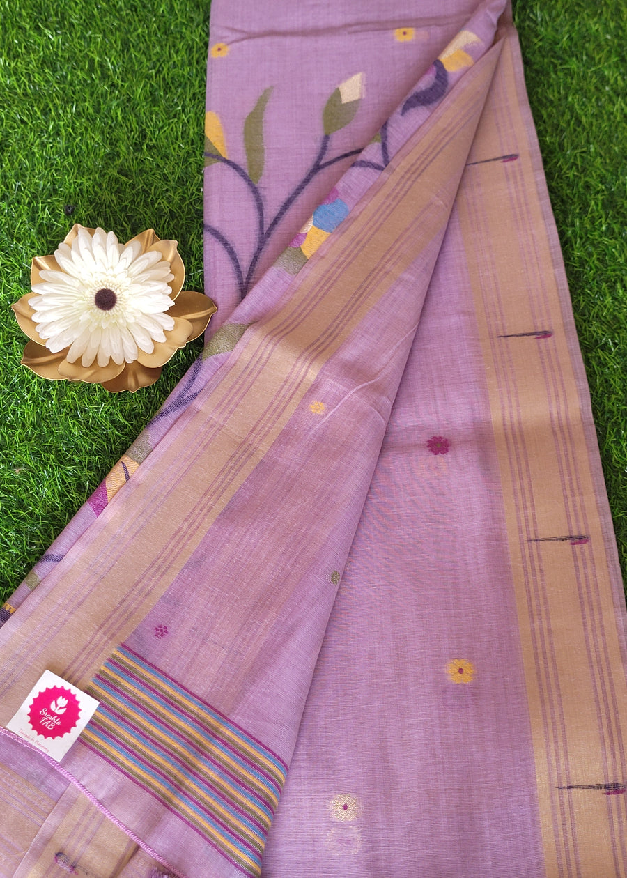 Lavender Colour Semi Tussar Saree-Casual