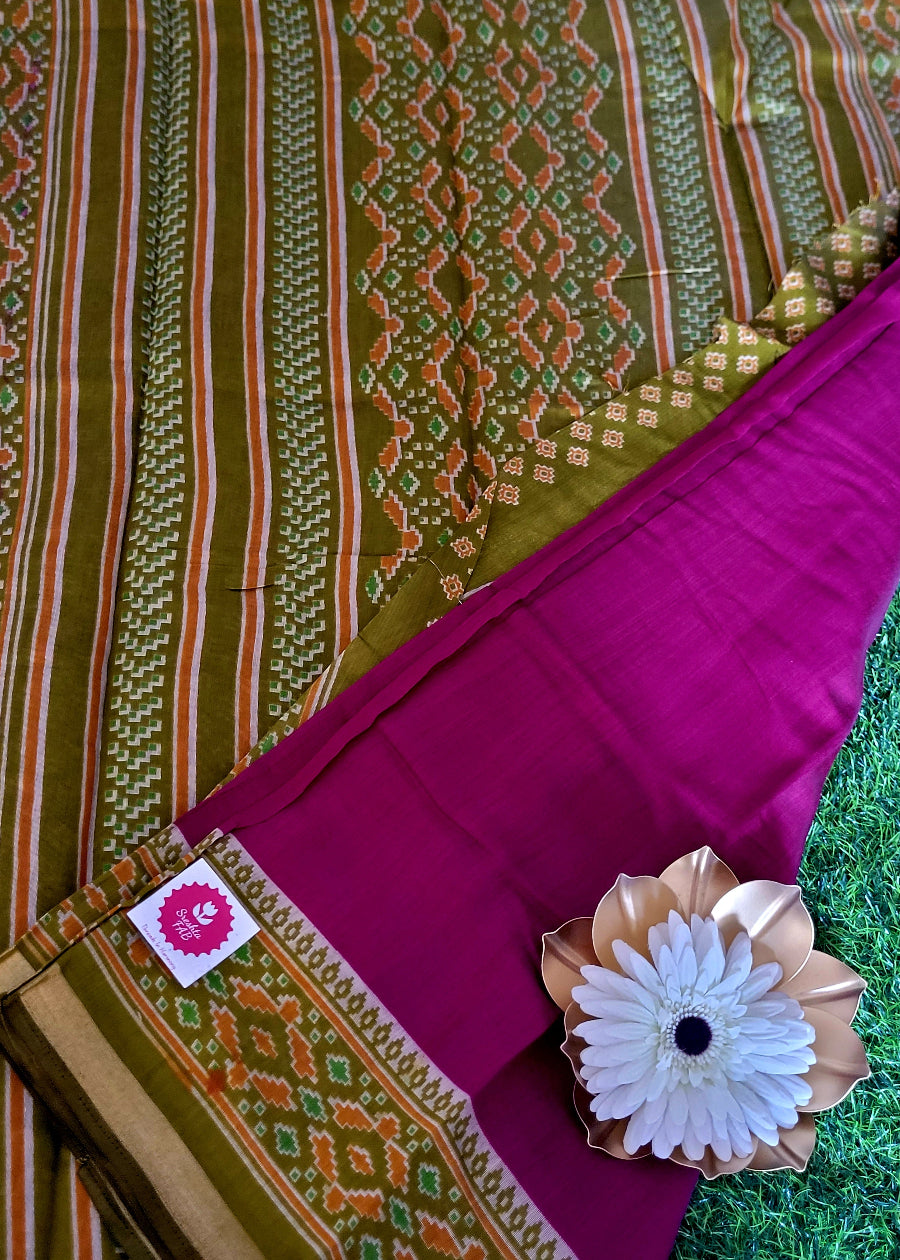 Soft Cotton Viscose Saree In Majenta Colour-Casual