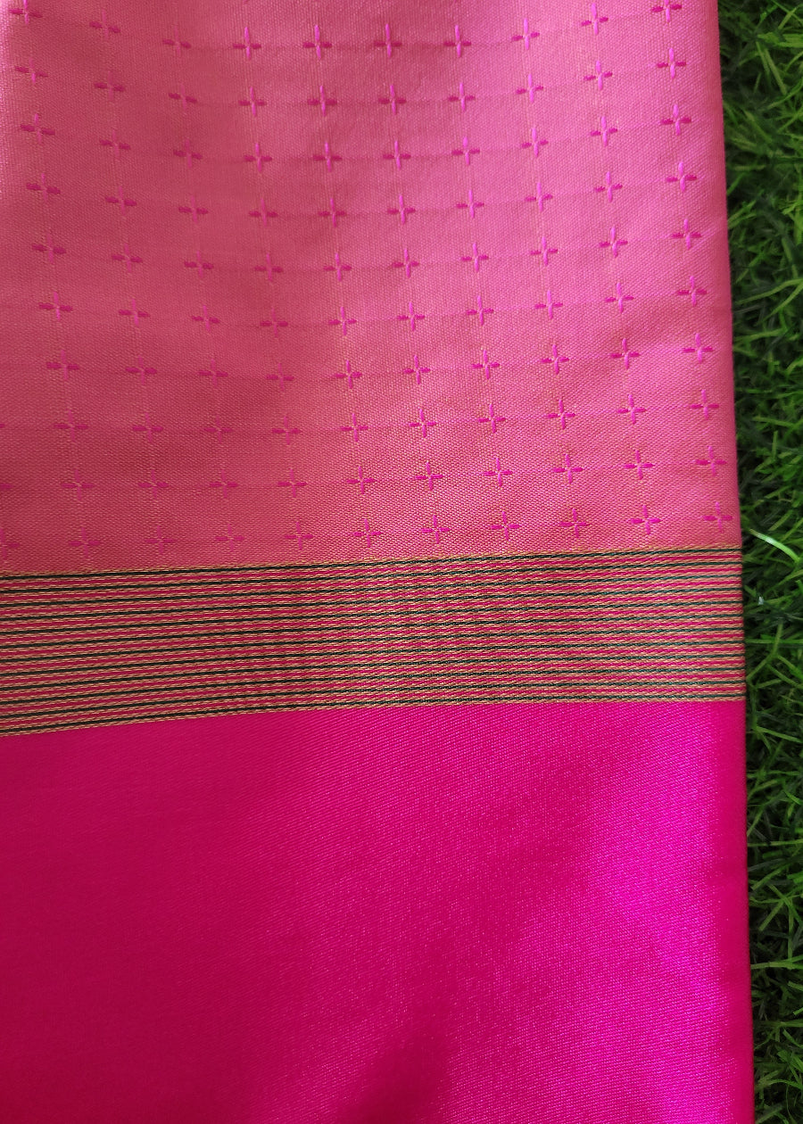 Yellow And Pink Semi Arani Silk Saree- TN