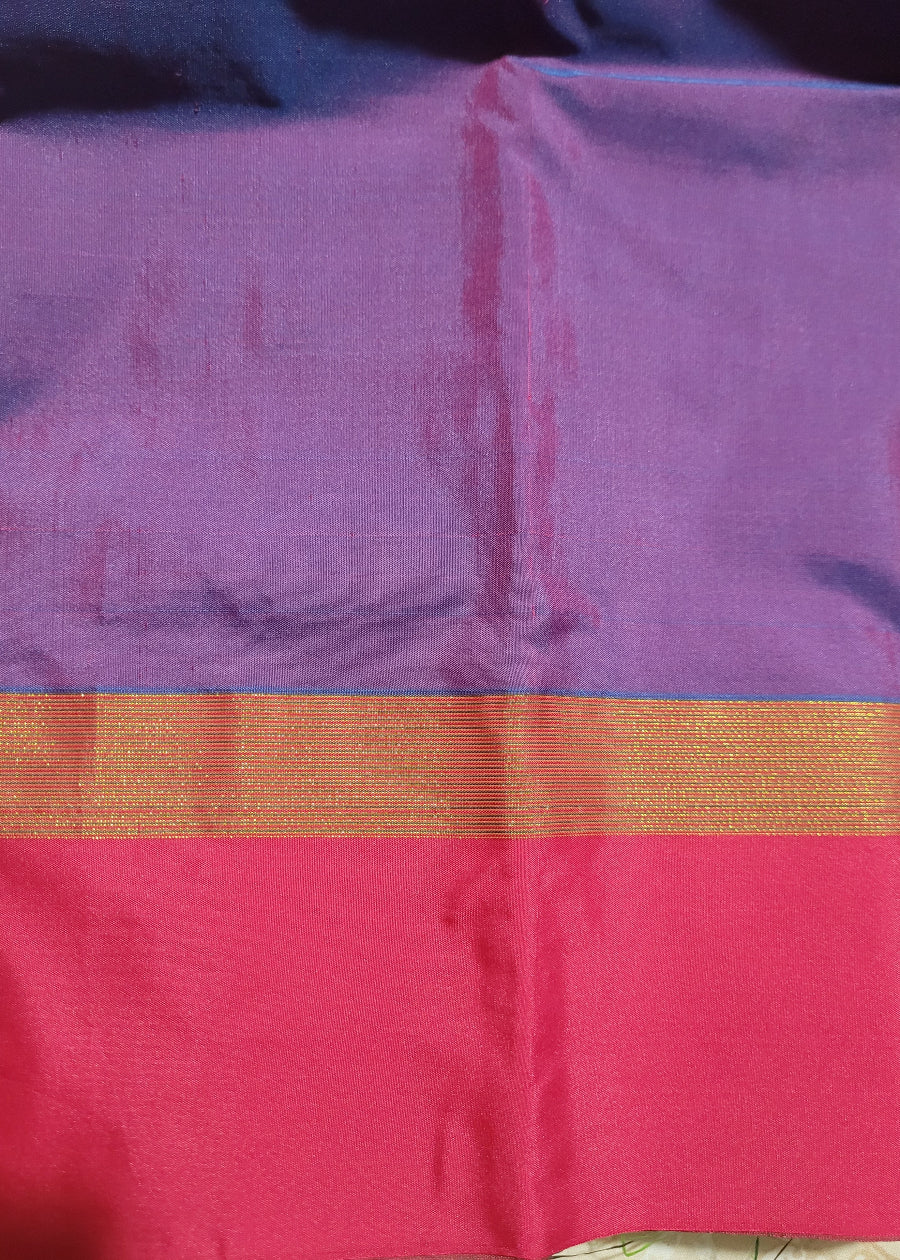 Blue And Purple Semi Arani Silk Saree- TN