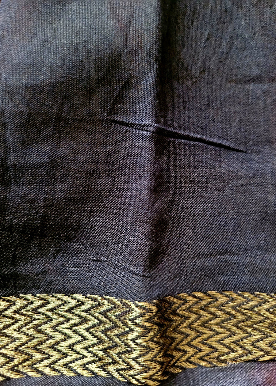 Ikat Design Red And Black Viscose Cotton Saree-Casual