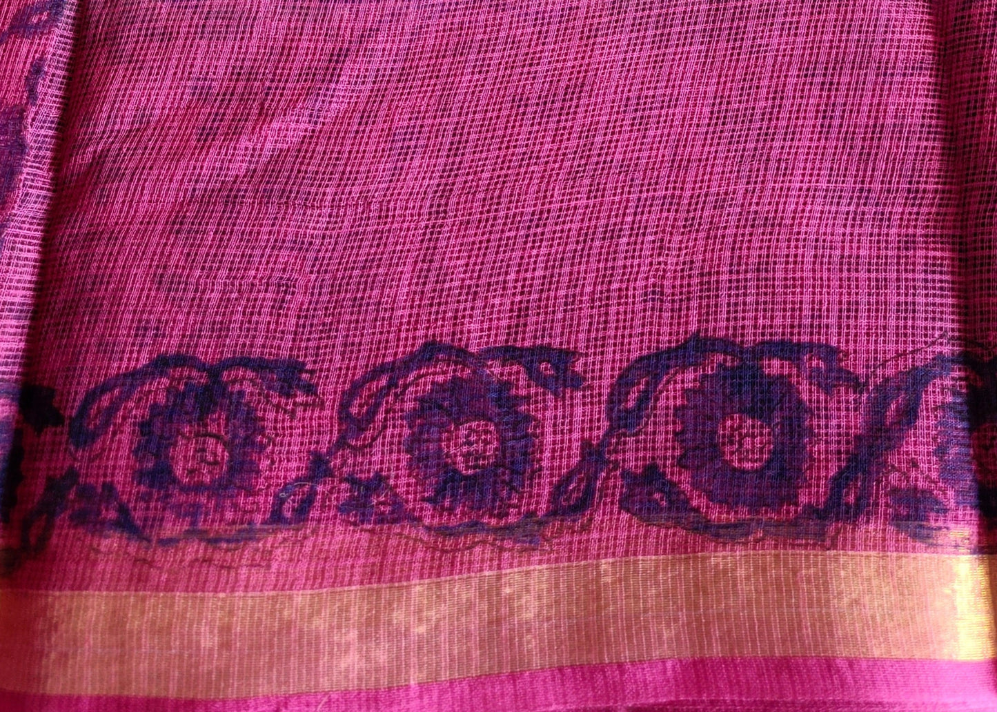 Turquoise Blue and Wine Colour Kota Cotton Saree- Rajasthan