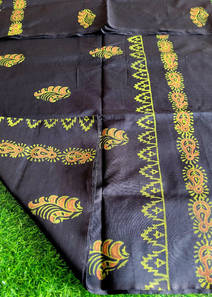 Printed Soft Blended Cotton Saree-Casual