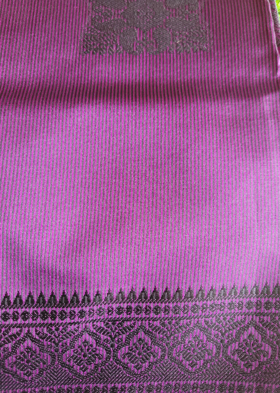 Purple And Black Poly Cotton Saree-Casual