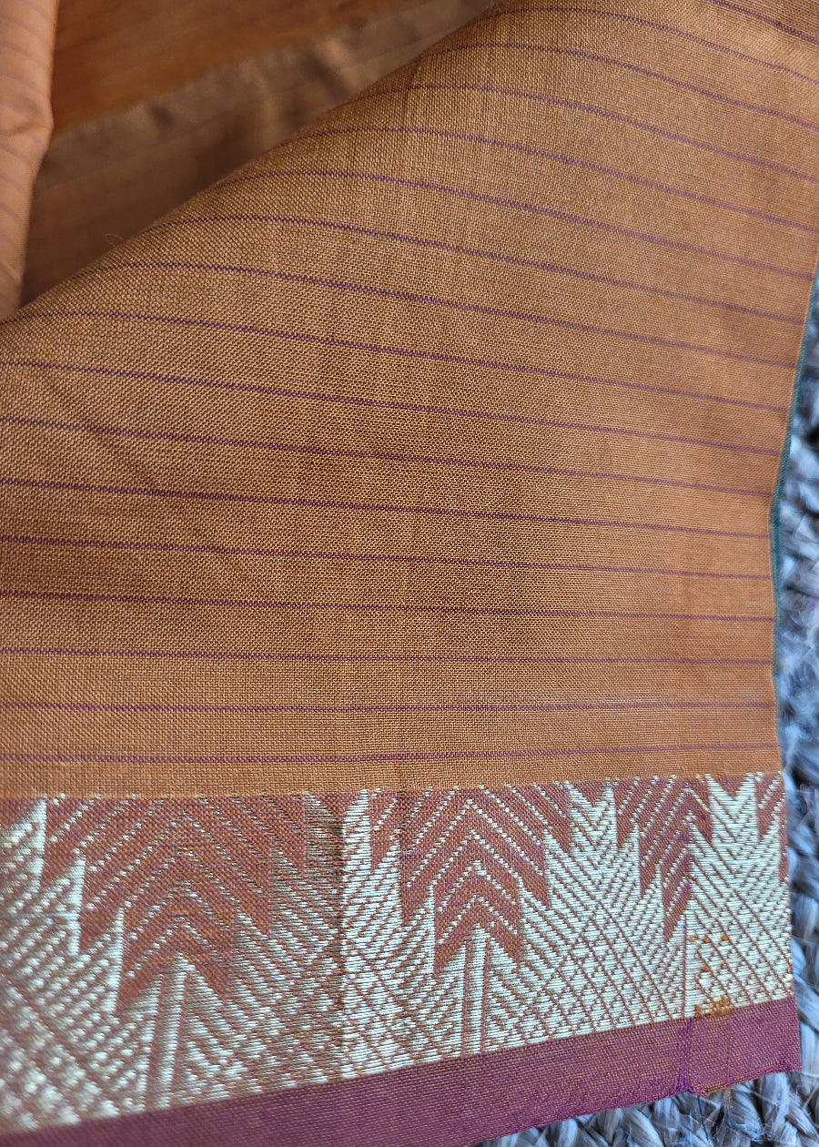 Greengram Green With Mustard Yellow Polycotton Saree-Casual