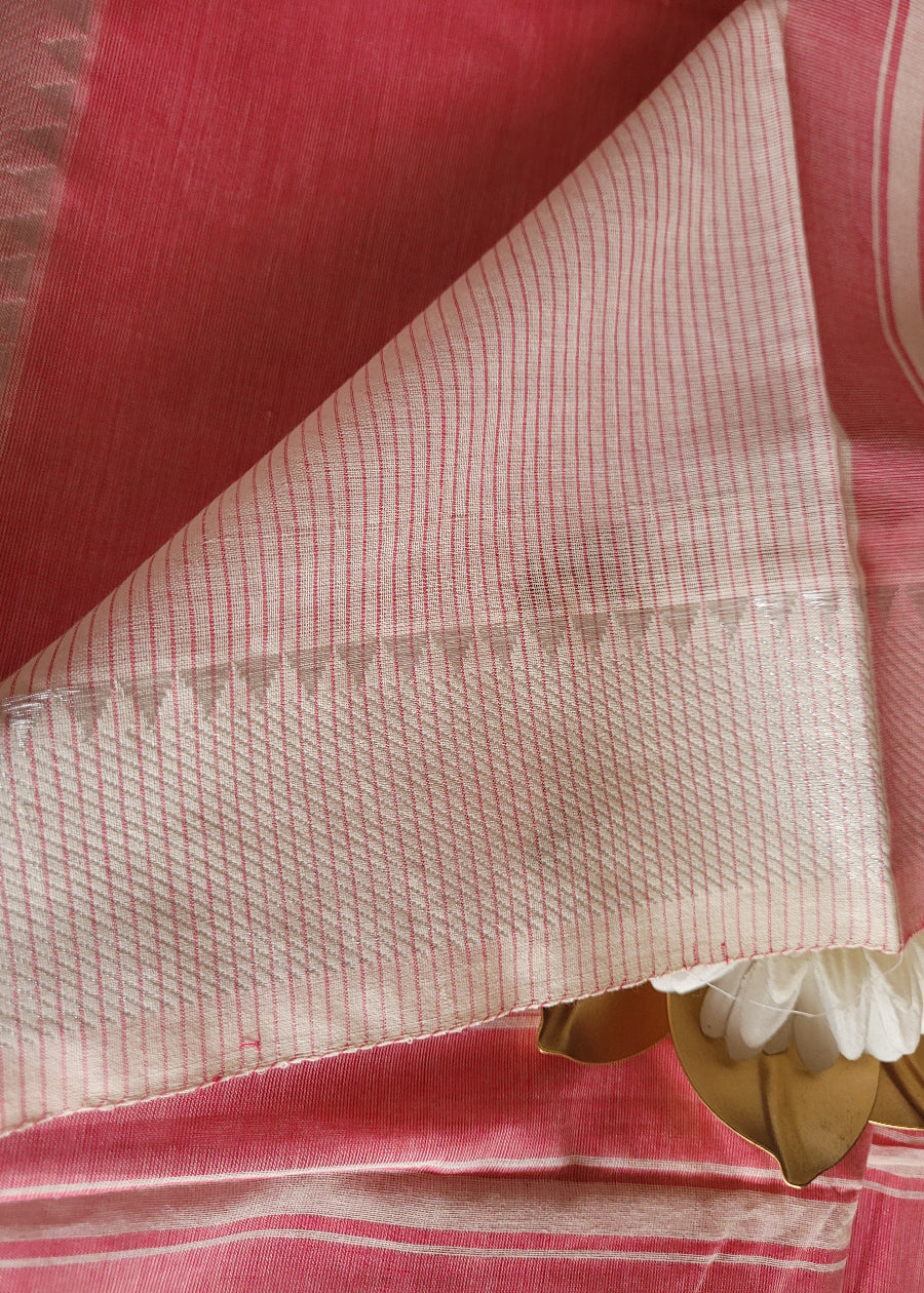 Peach Colour Mangalgiri Cotton Saree- Andhra