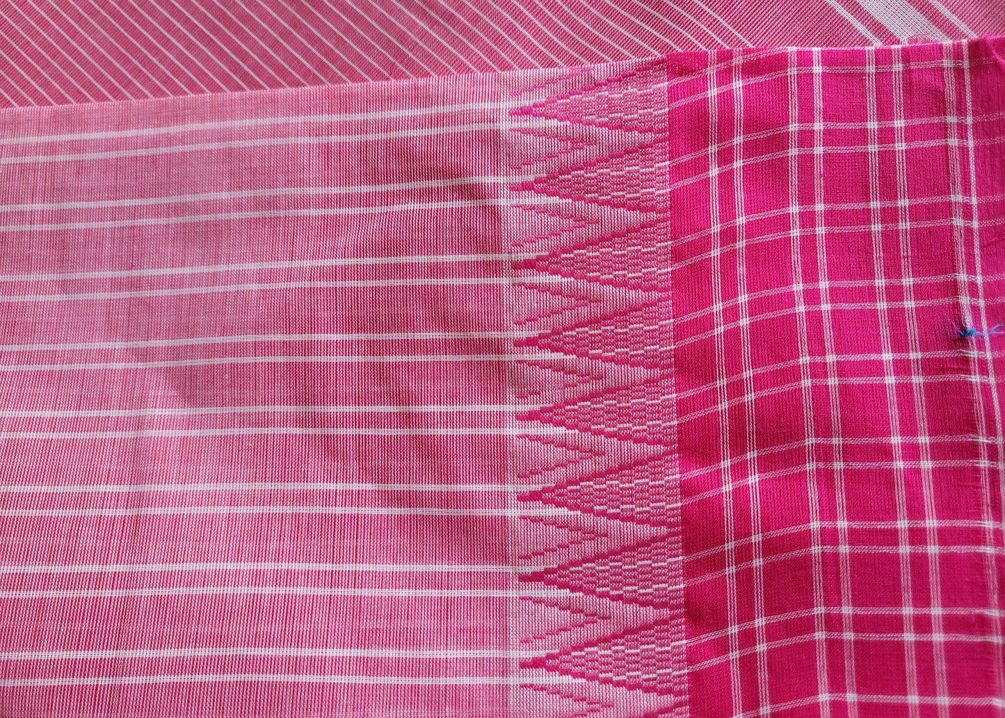 Light And Dark Pink Mangalgiri Cotton Saree- Andhra
