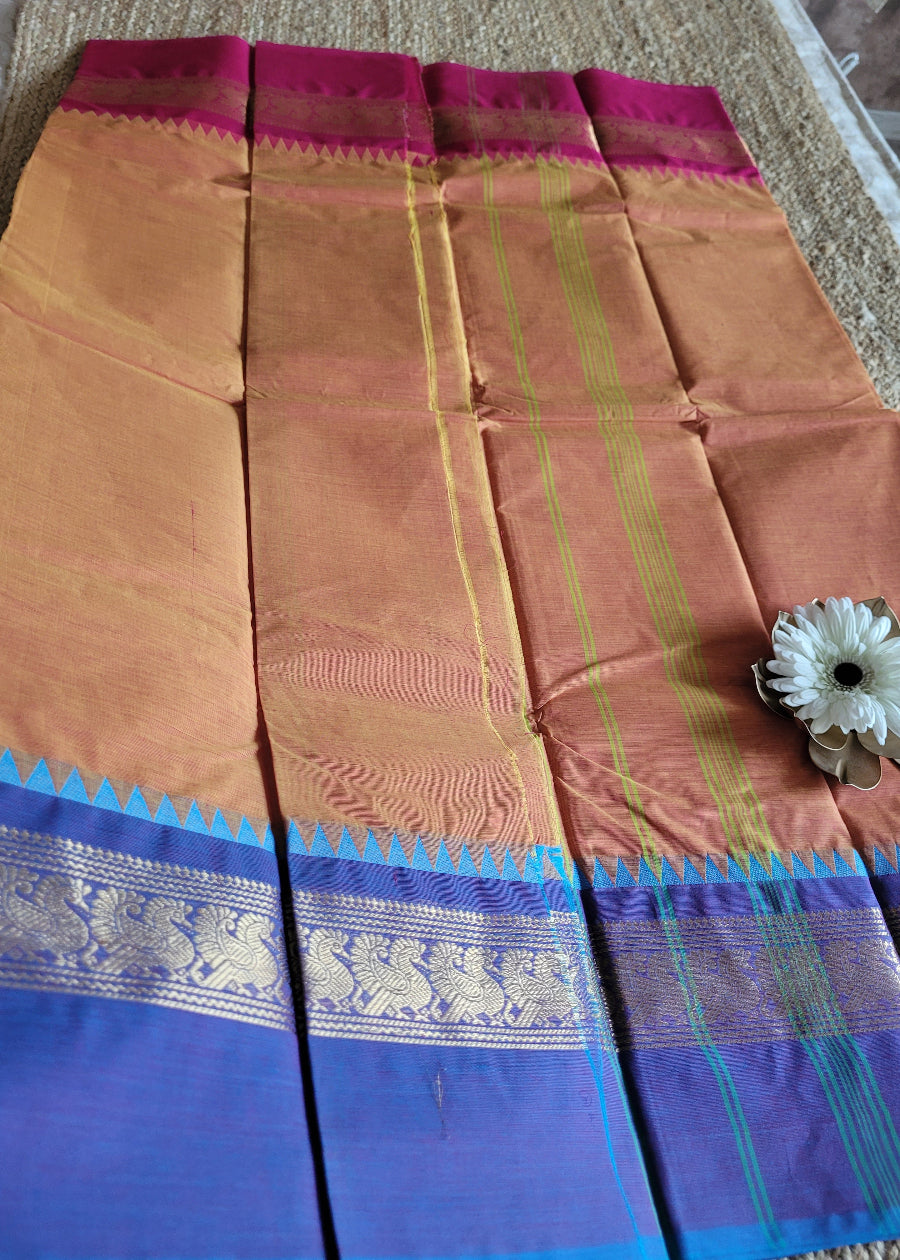 Mustard Yellow Chettinad Cotton Saree -TN