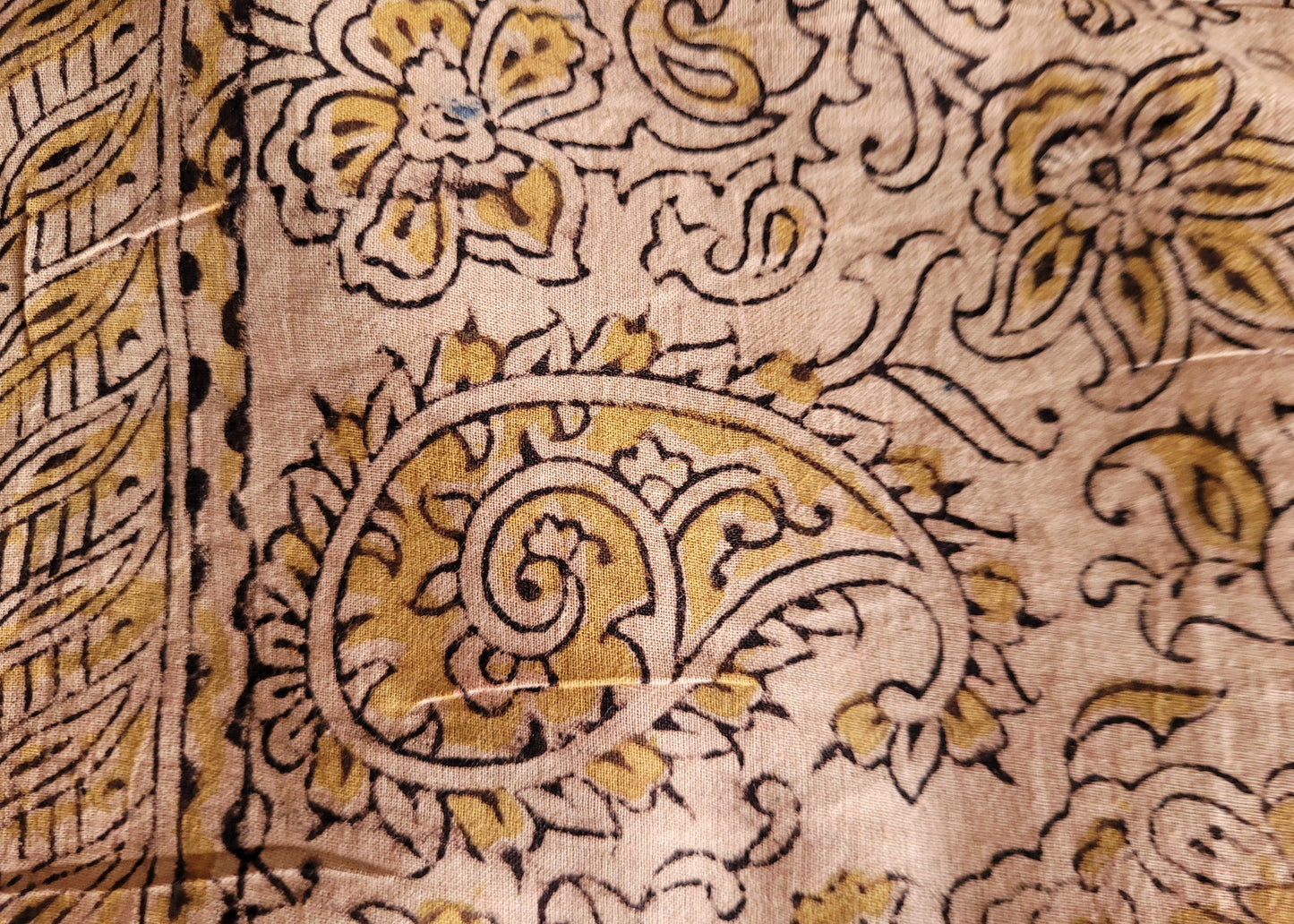 Kalamkari Handblock Printed Cotton Saree in Maroon- Andhra