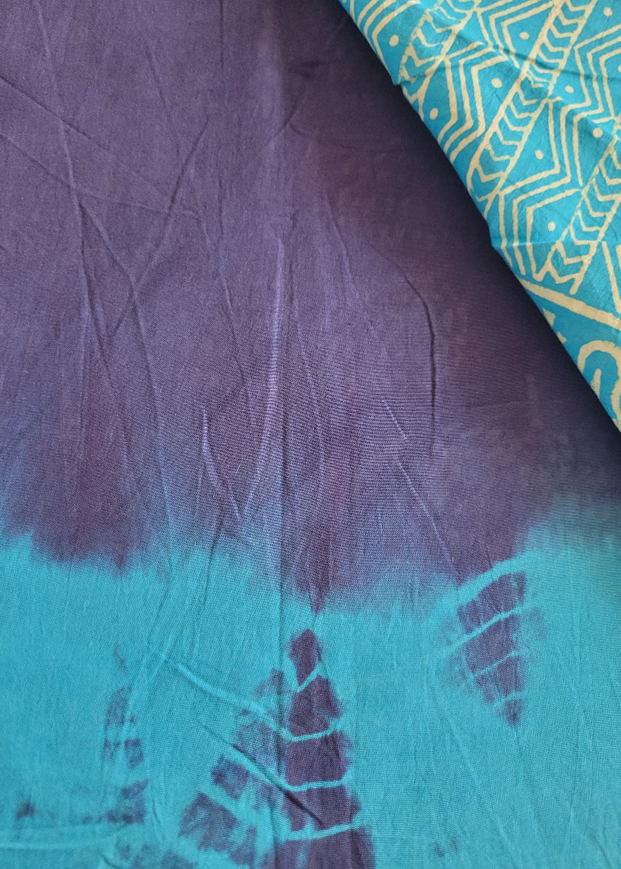 Copper Sulphate Blue And Dark Blue Pure cotton Saree- Jaipur