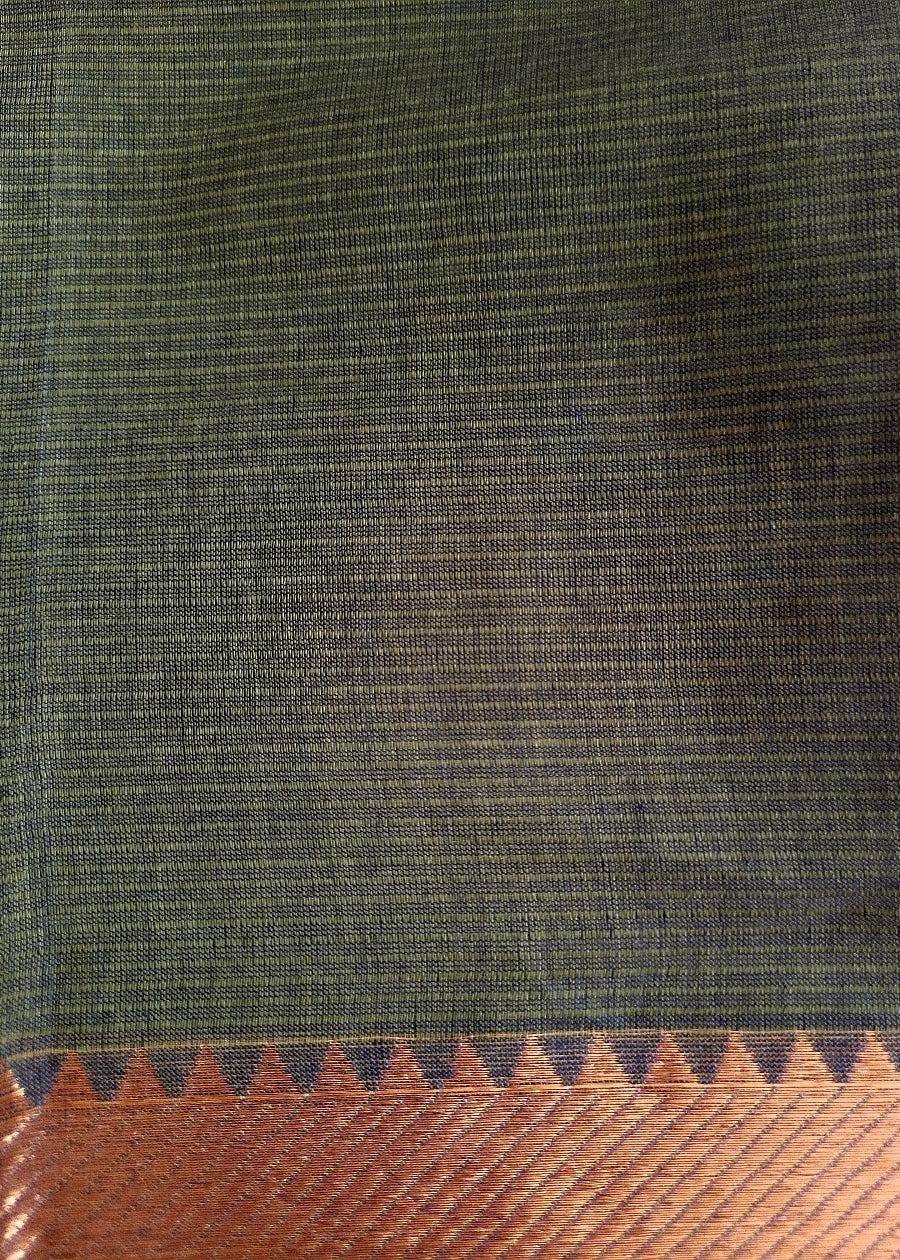 Olive Green Mangalgiri Cotton Saree- Andhra