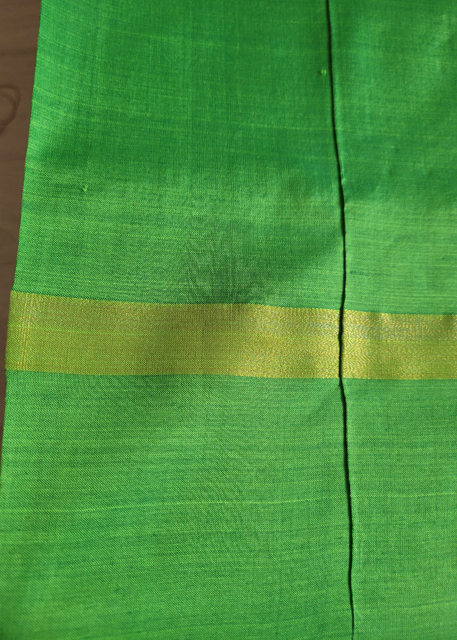 Fuchsia Pink and Leaf Green Silk Cotton Saree-TN