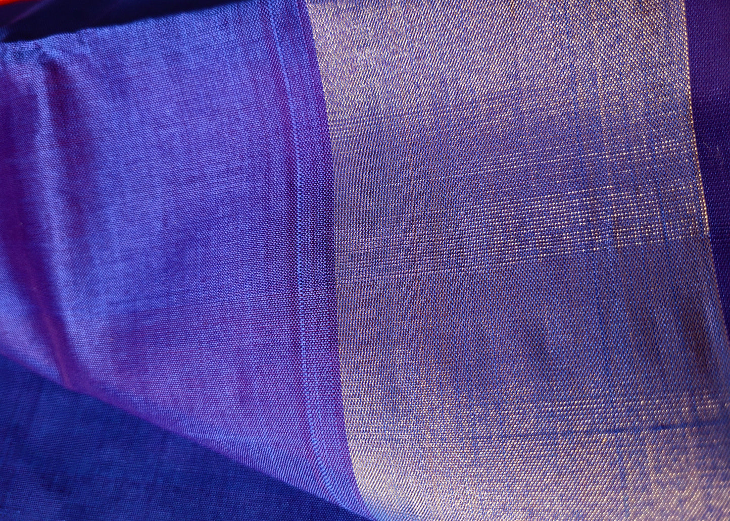 Orange And Royal Blue Silk Cotton Saree-TN