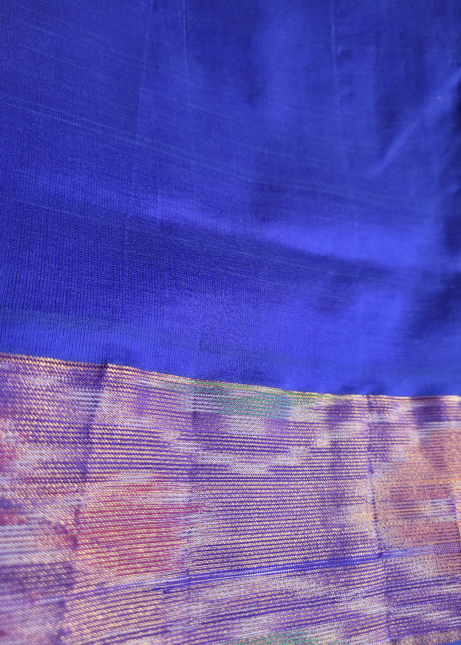 Checked Design Bright Majenta And Royal Blue Silk Cotton Saree- TN