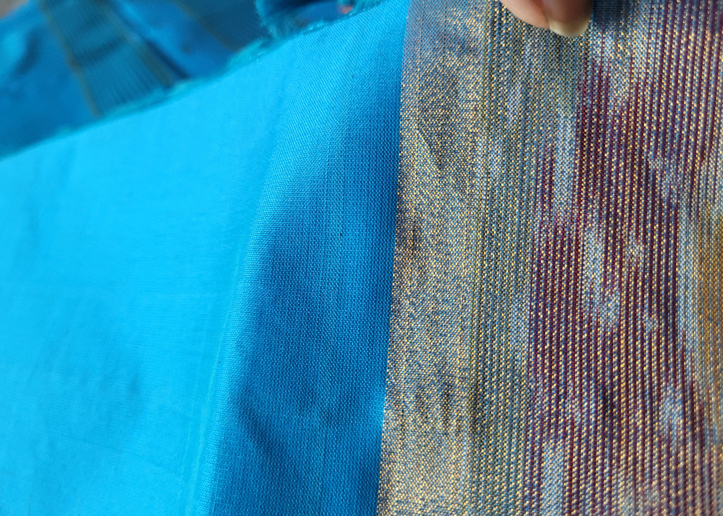 Checked Design Bottle Green And Blue Silk Cotton Saree-TN