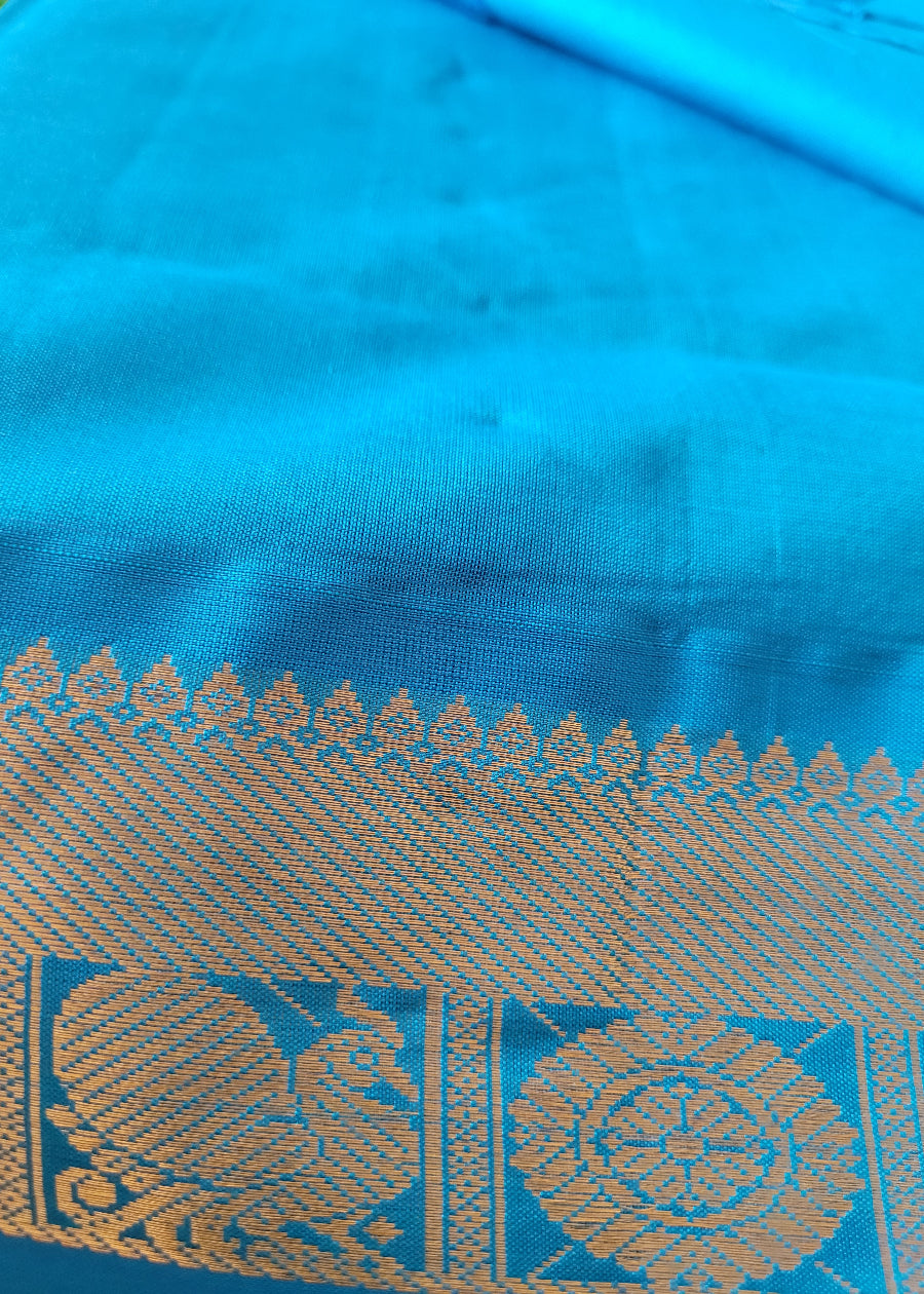Purple And Blue Pure Silk-Cotton Saree- TN
