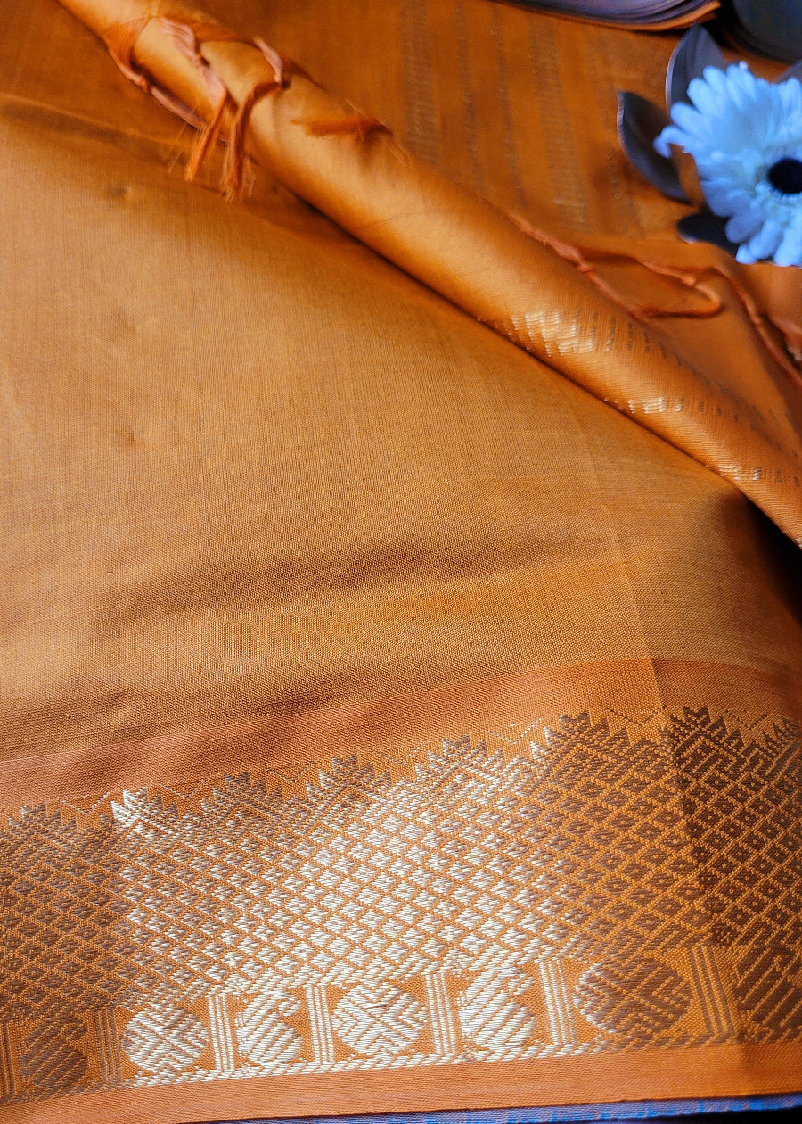 Dark Rama Green And Golden Yellow Pure Silk- Cotton Saree-TN