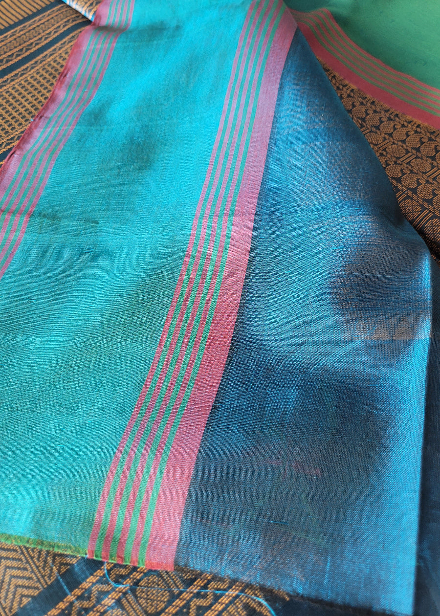 Jacquard Design Indigo Blue Silk Cotton Saree-TN
