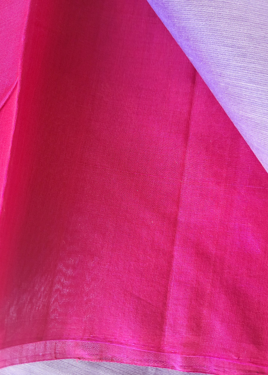 Lavender and Majenta Colour Kora Silk Saree- TN