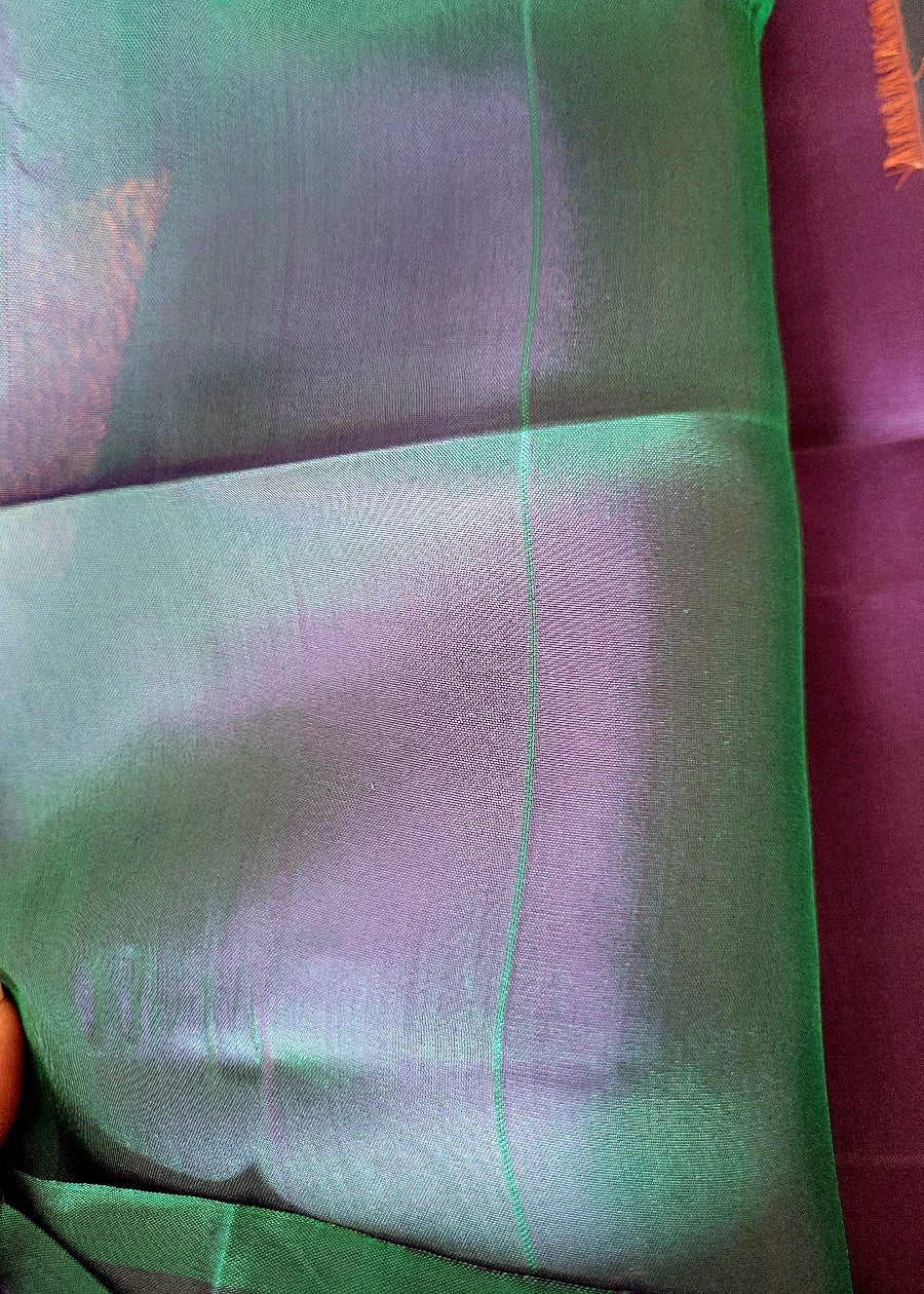 Violet and Blue Half Pure Kanchi Silk Saree- TN