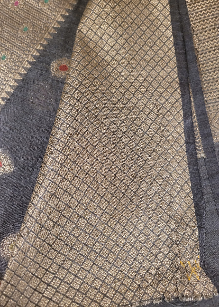 Black Semi Munga Silk Saree- Bengal