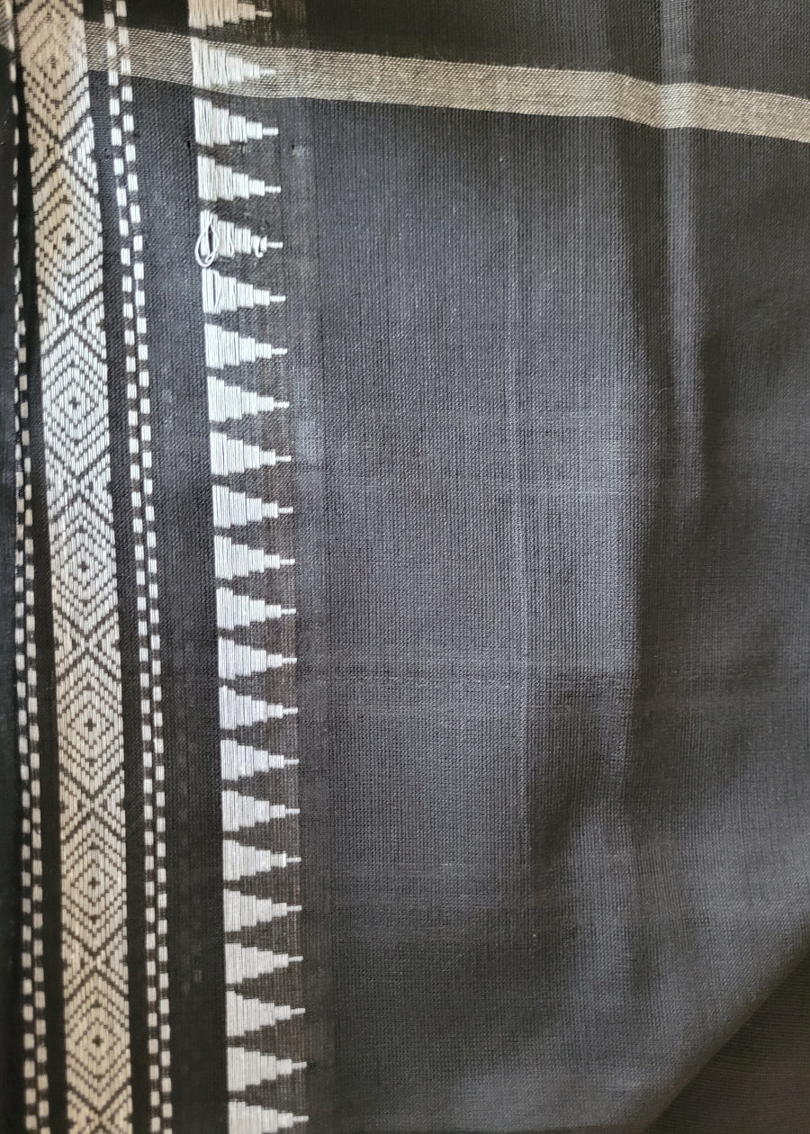 Black and White Cotton Saree- Bengal