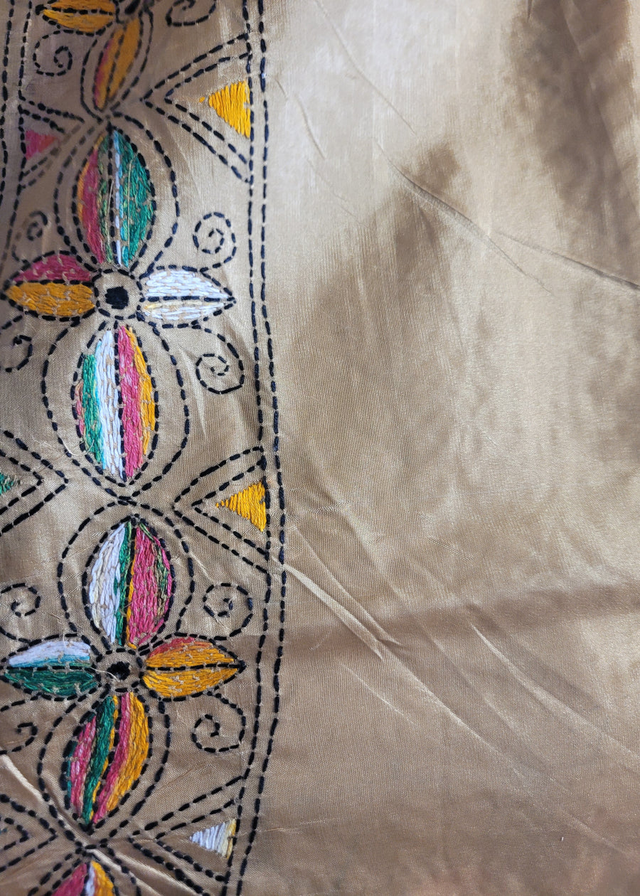 Dark Beige Kantha Work Saree -Bengal