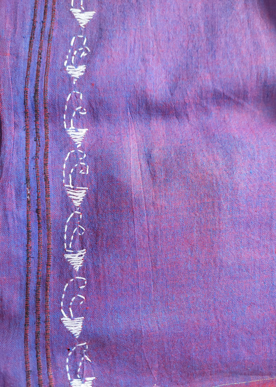 Purple Colour Cotton Saree With Kantha Work- Bengal
