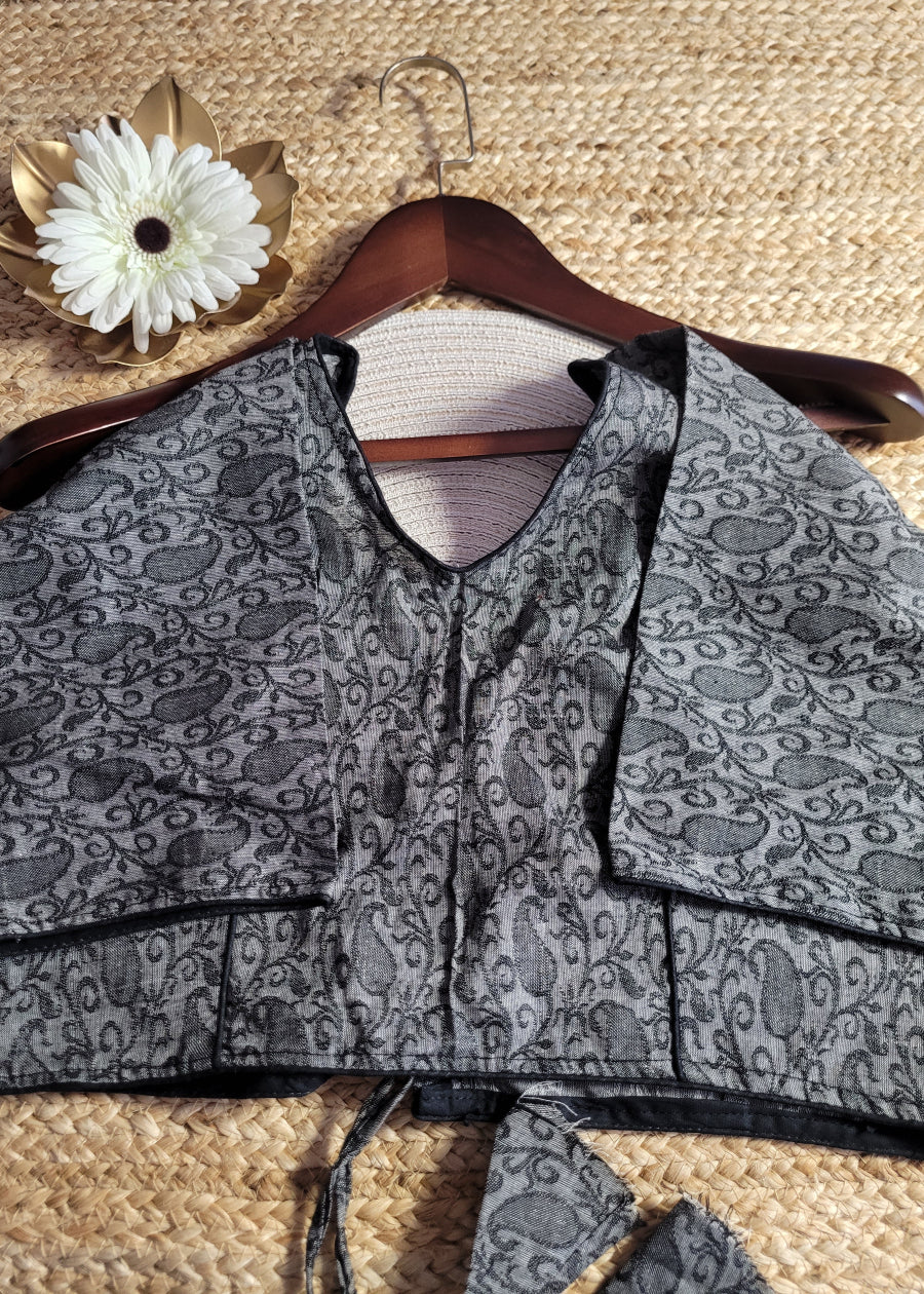 Grey Blouse With Back Tie- Size 40