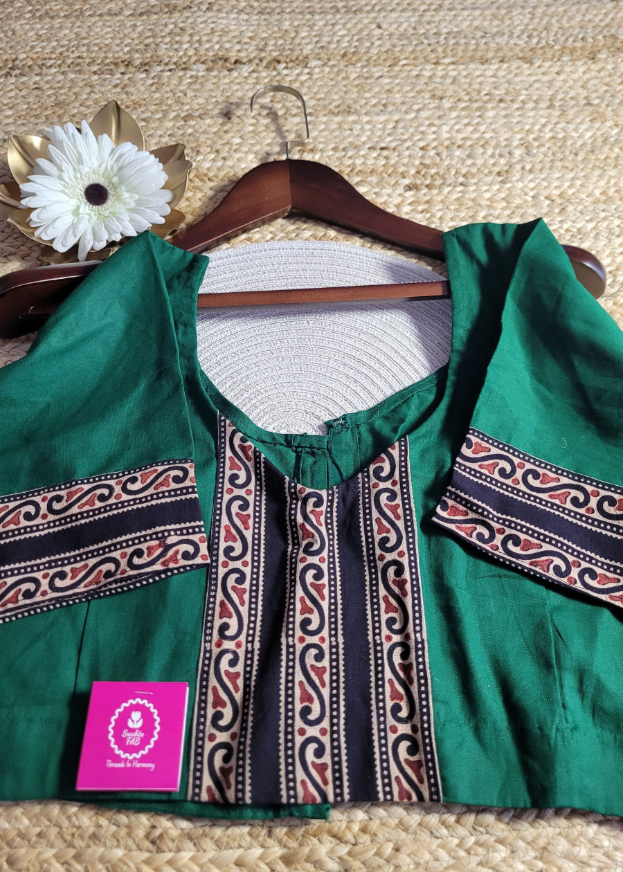 Dark Green And Black Blouse- Size 40