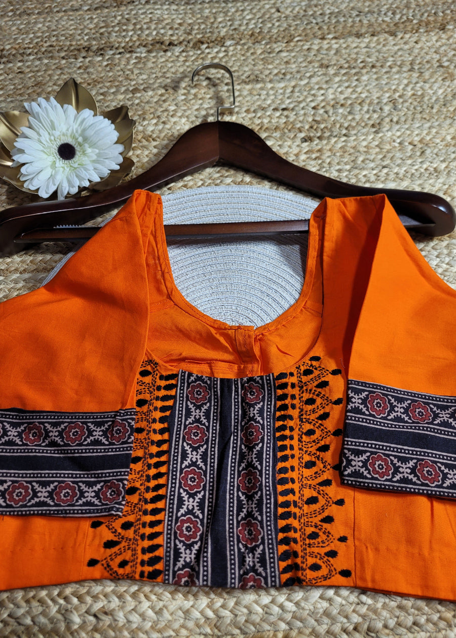 Orange And Black Blouse- Sizes 38,42