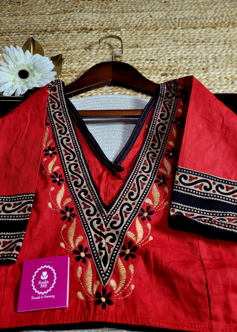 Red And Black Colour Blouse- Size- 40