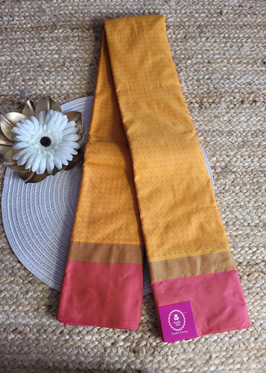 Mango Colour And Peach Semi Arani Silk Saree- TN