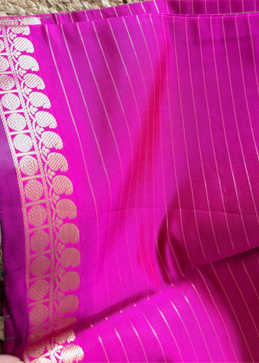 Majenta Checks Design Silk Saree- TN