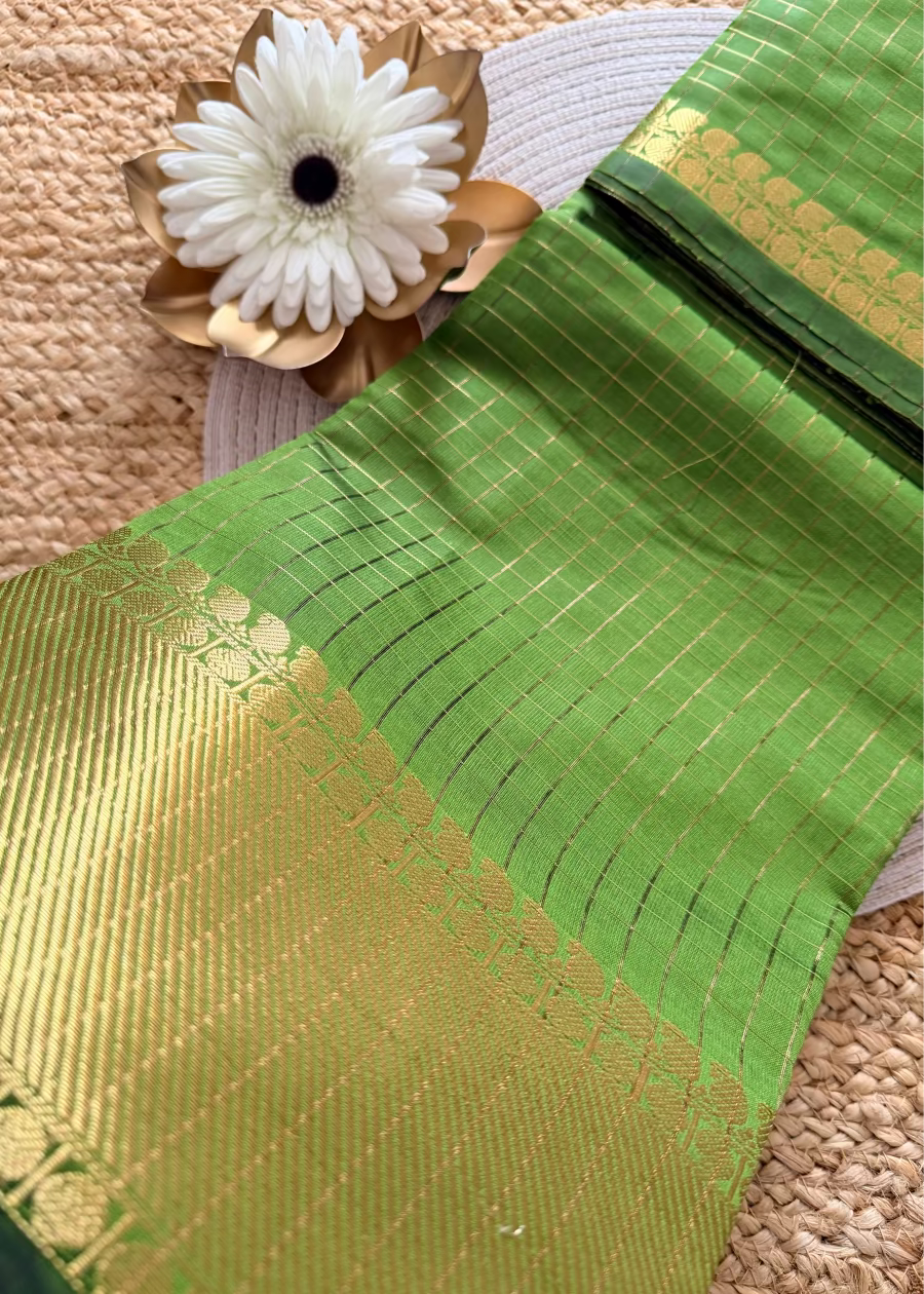 Greengram Colour Checks Saree- TN