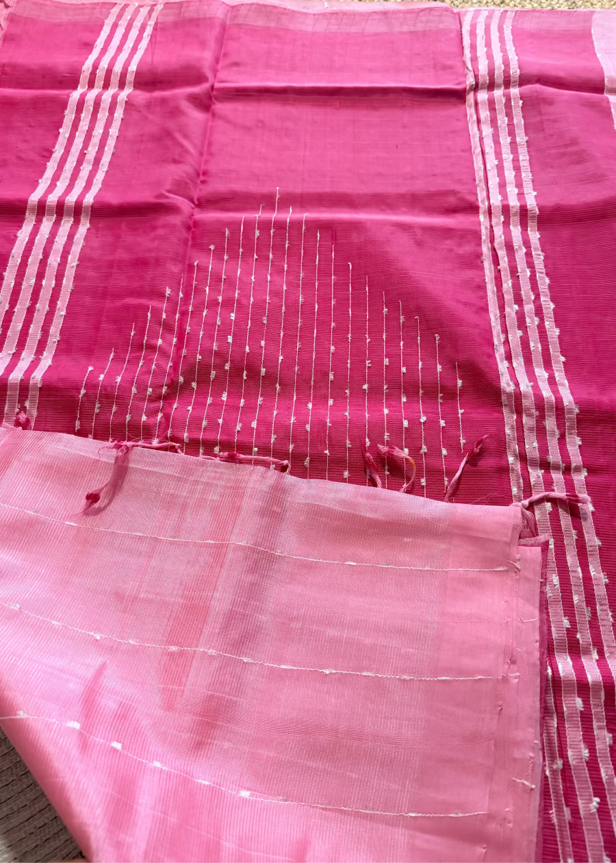 Baby Pink Mangalgiri Cottonsilk Saree - Andhra