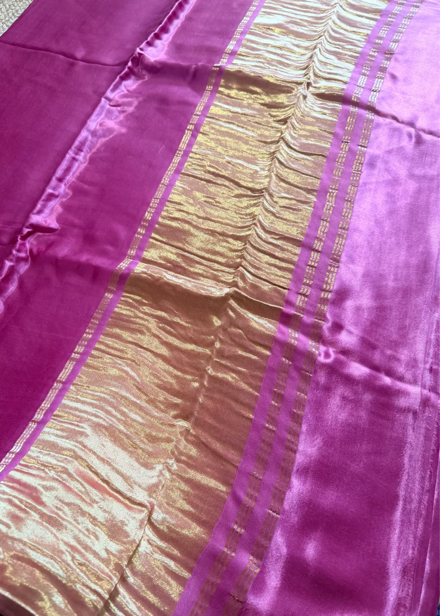 Pink and Golden Modal Silk Saree - MP