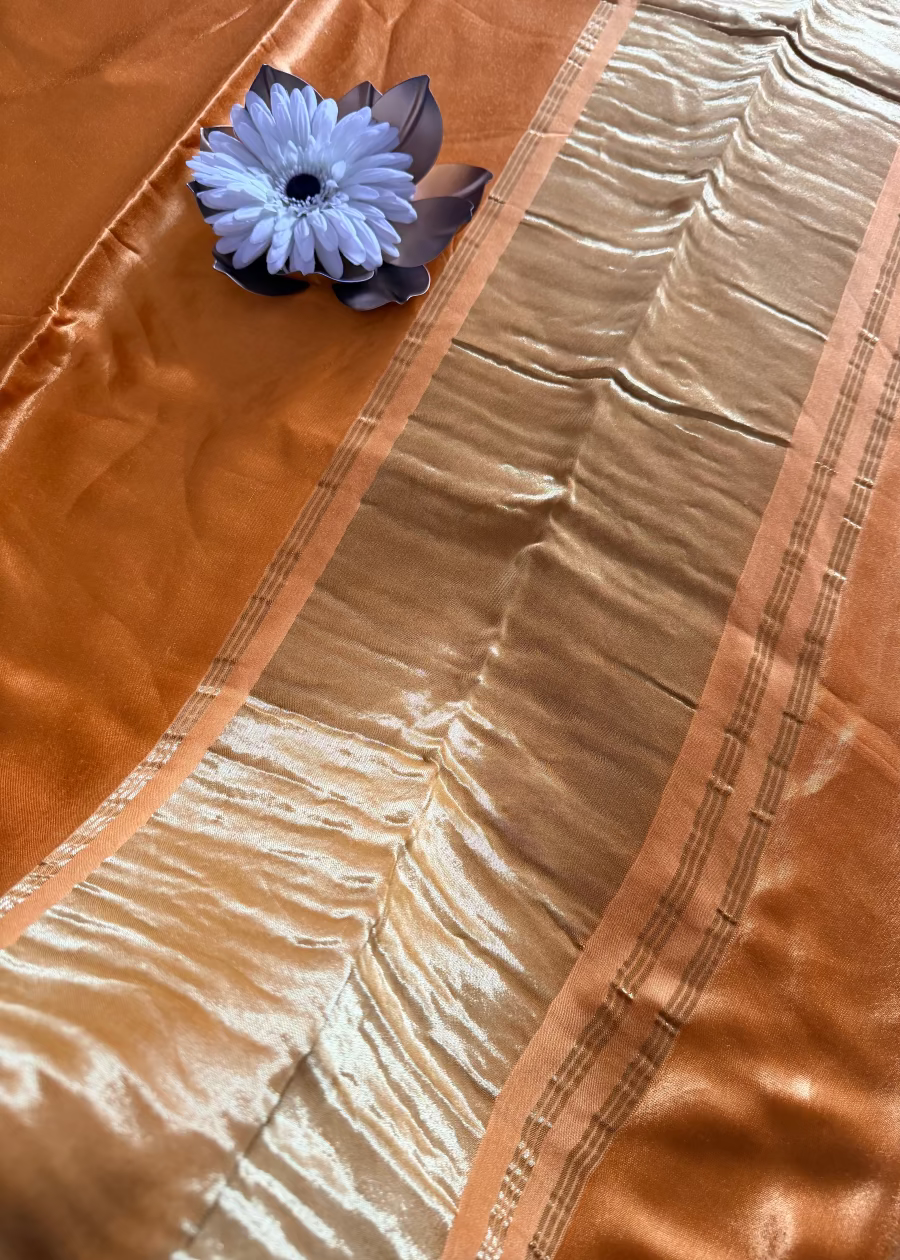 Yellow and Golden Modal Silk Saree - Gujarat