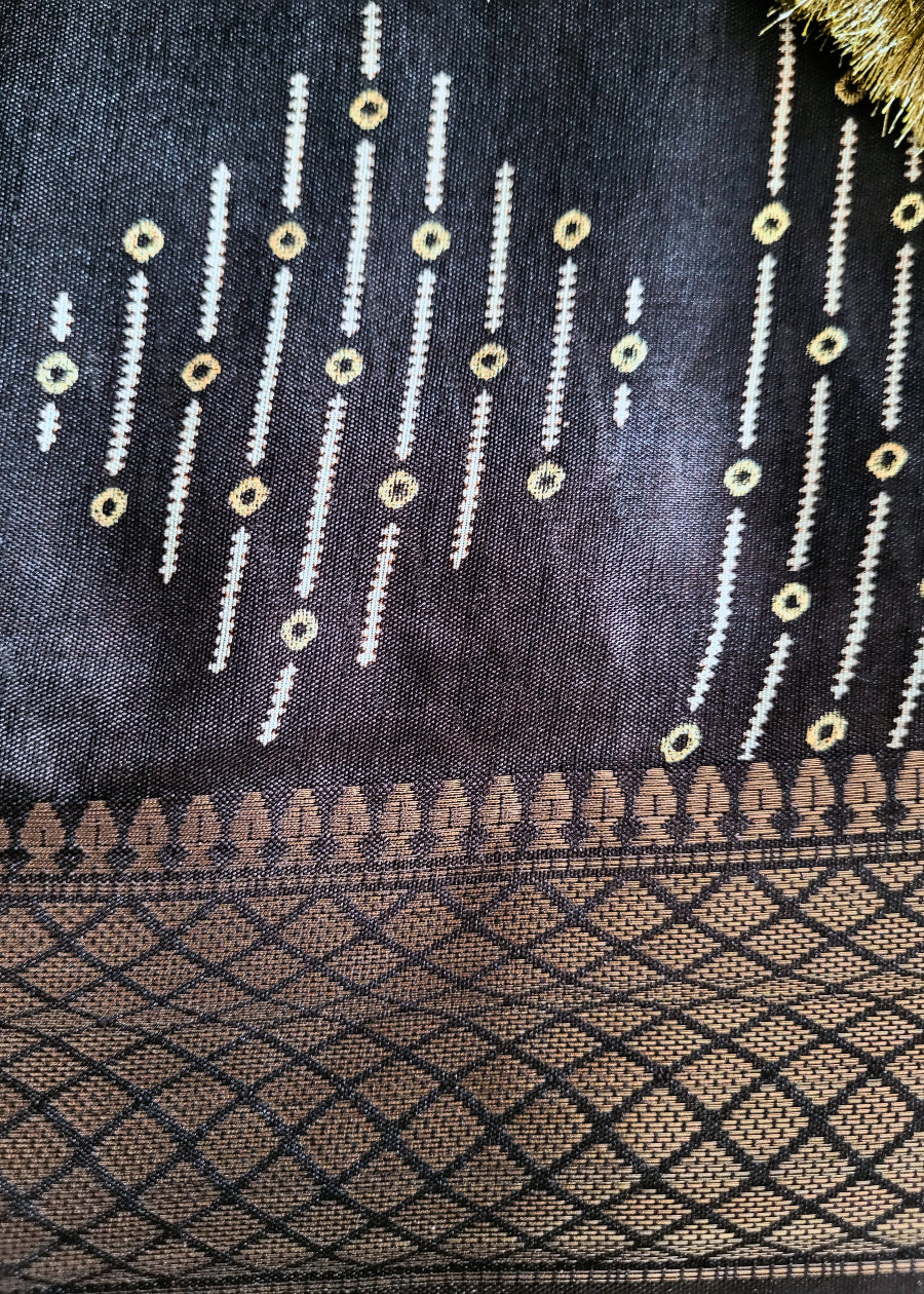 Sequins Work Semi Silk Saree In Brown - Casual