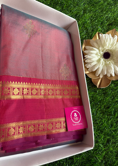 Brown And Maroon Dual Toned Kancheepuram Soft Silk Saree- TN