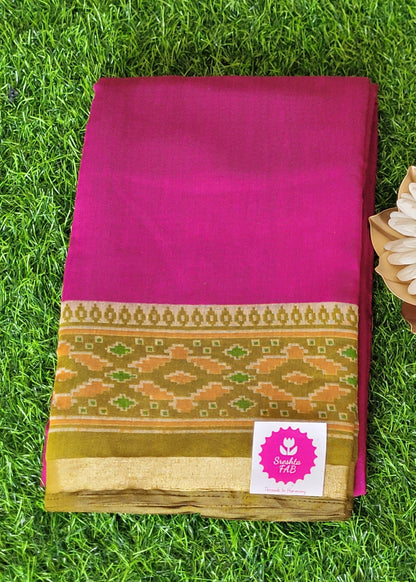 Soft Cotton Viscose Saree In Majenta Colour-Casual