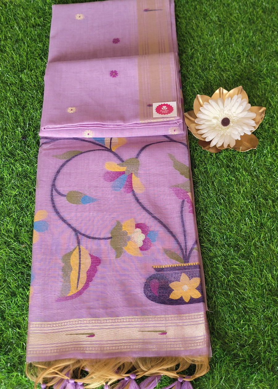 Lavender Colour Semi Tussar Saree-Casual