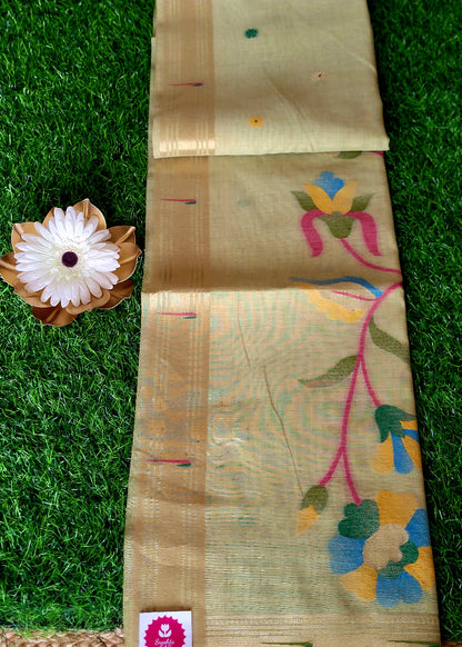 Pista Green Semi Tussar Saree- Casual