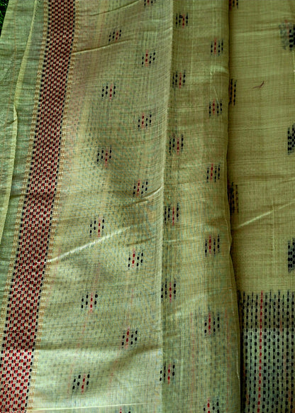 Pista Green Semi Chanderi Saree- Casual