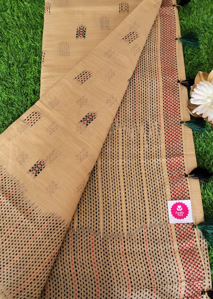 Sandal Colour Semi Chanderi Saree-Casual