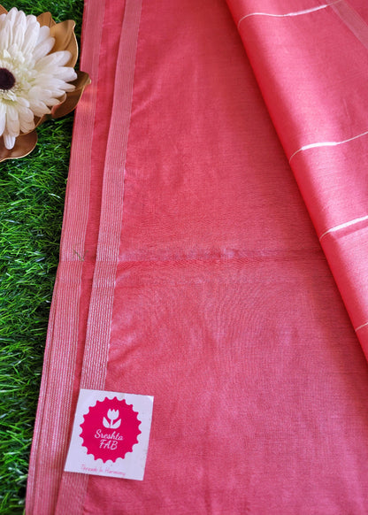 Pink and Grey Polycotton Saree- Casual