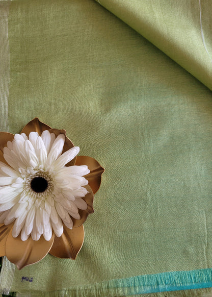 Turquoise And Pista Green PolyCotton Saree- Casual
