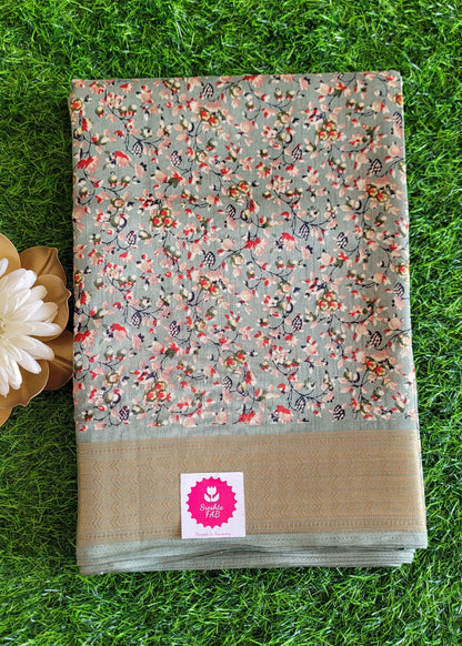 Casual wear saree - Beige and Grey Floral