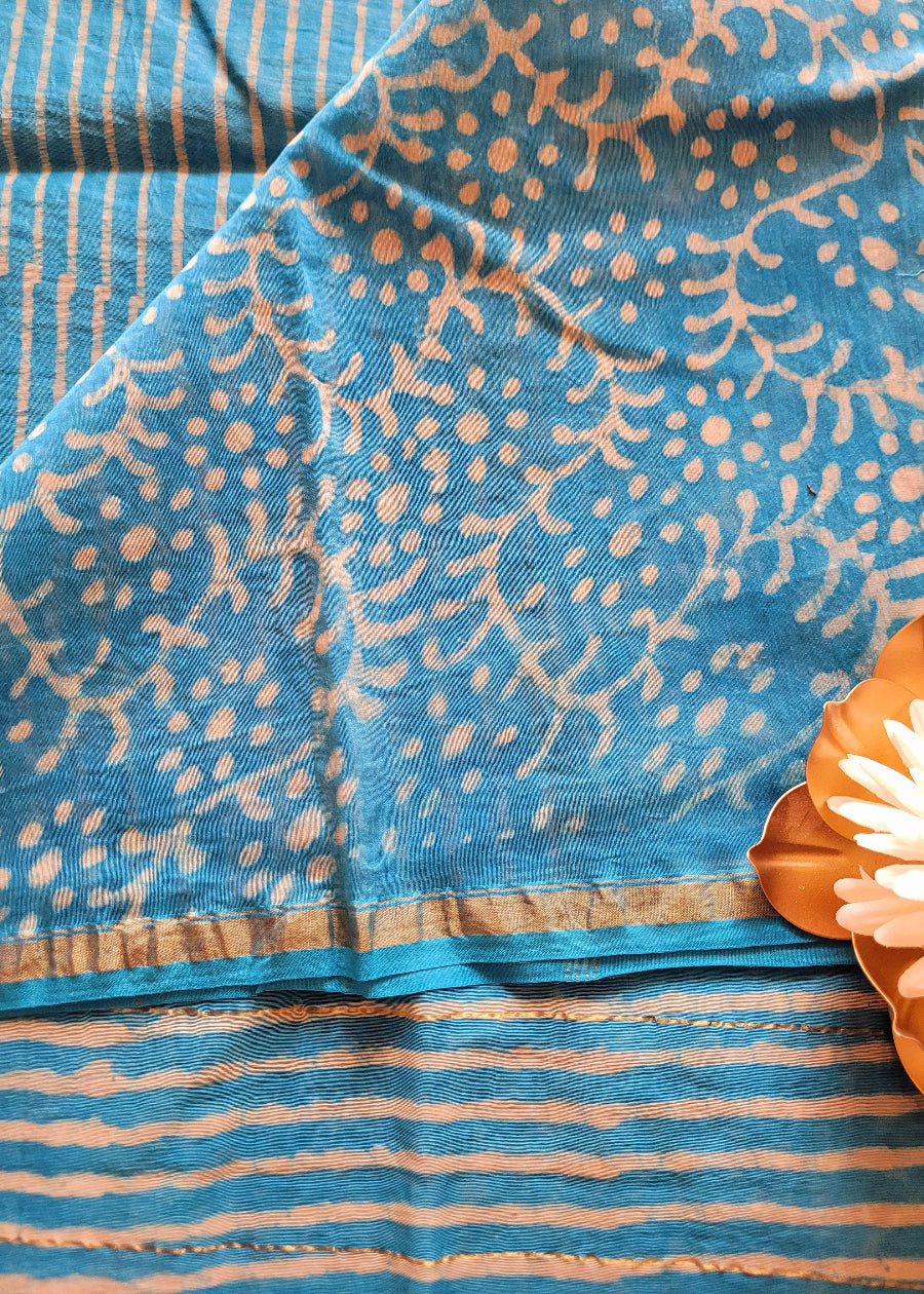 Blue Chanderi Silk Cotton Saree- Rajasthan