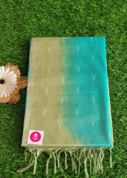 Turquoise And Pista Green PolyCotton Saree- Casual